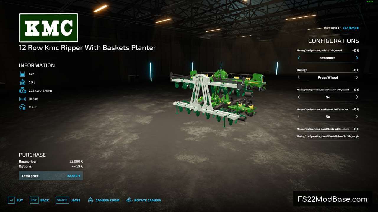 12 Row Kmc Ripper With Baskets Planter