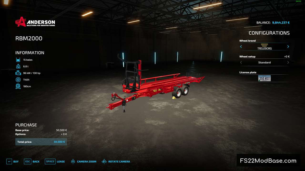Anderson RBM 2000 Bale Wagon 560M Support